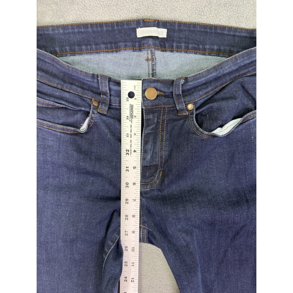 Eileen Fisher Jeans Womens 6 Blue Dark Wash Mid Rise Straight Leg Organic Cotton - Picture 4 of 8